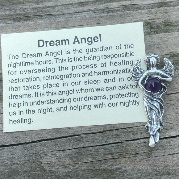 Dream Angel Pendant solid .925 Sterling Silver w/ genuine Amethyst made in USA - Picture 12 of 12